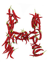 Image showing h - alphabet sign from hot chili