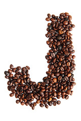 Image showing J - alphabet from coffee beans