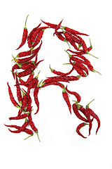 Image showing r - alphabet sign from hot chili