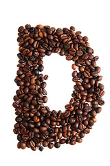 Image showing D - alphabet from coffee beans