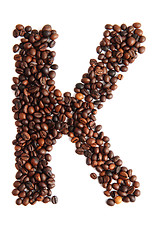 Image showing K - alphabet from coffee beans