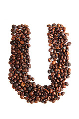 Image showing U - alphabet from coffee beans