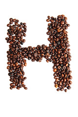 Image showing H - alphabet from coffee beans