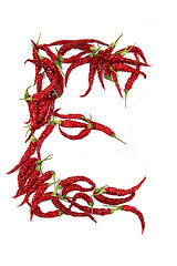 Image showing e - alphabet sign from hot chili