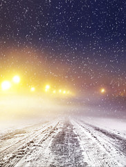 Image showing winter road at night