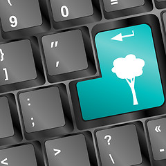 Image showing Computer keyboard with abstract tree key - holiday concept