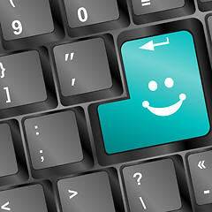 Image showing Computer keyboard with smile key - business concept