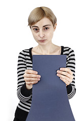 Image showing Woman holding a paper