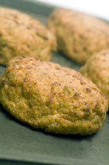 Image showing lobster cakes on baking pan