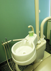 Image showing rinse sink in dentist office  water running