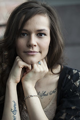 Image showing Portrait of Beautiful Young Woman with Brown Hair