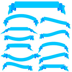 Image showing Set  blue ribbons  and banners, vector illustration