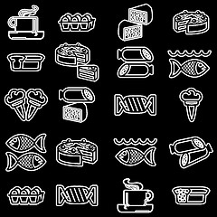 Image showing set of vector silhouettes of icons on the food theme