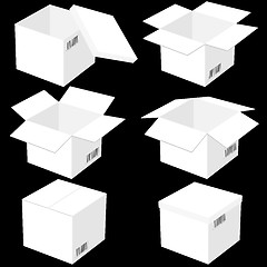 Image showing Six boxes, isolated on black background. Vector illustration.