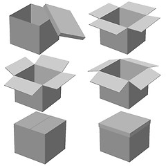 Image showing Six boxes, isolated on white background. Vector illustration.