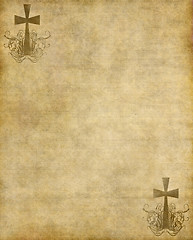 Image showing christian cross on old paper