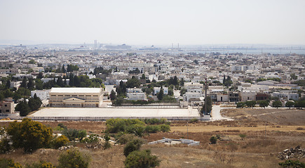 Image showing View on Carthage and La Goulette port with cruise ships seen fro