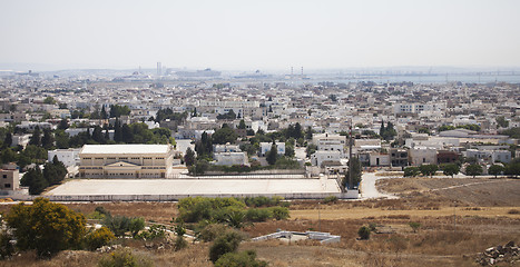 Image showing View on Carthage and La Goulette port with cruise ships seen fro