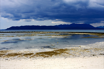 Image showing sand isle and rock in indian ocean