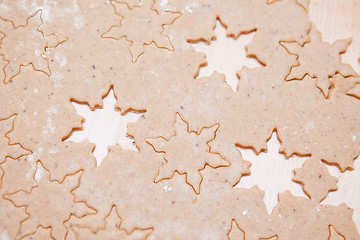Image showing Gingerbread dough with star shapes