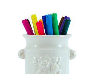 Image showing colorful felt tip pen glay cup isolated on white 