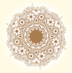 Image showing Ornamental round lace pattern.Delicate circle.