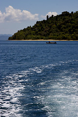 Image showing cloudy hill navigable  foam lagoon 