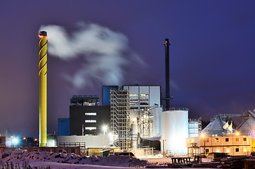 Image showing power station at night in winter