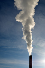 Image showing steam from stack against blue sky
