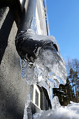 Image showing close-up of frozen drainpipe