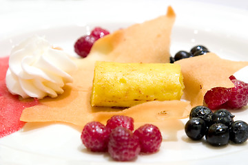 Image showing Lemon Custard on a Tuile