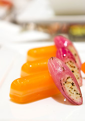 Image showing Candy cane and gold beets saute