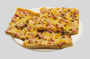 Image showing Pizza on a plate, side view