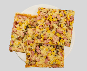Image showing Pizza on a plate, view from the top