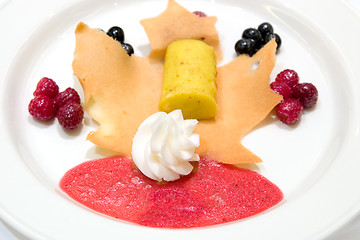 Image showing Lemon Custard on a Tuile