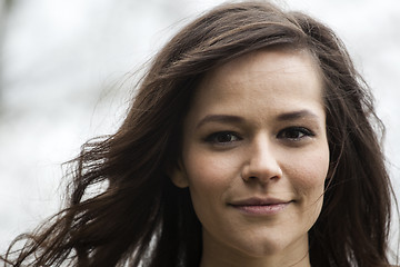 Image showing Portrait of Beautiful Young Woman with Brown Hair