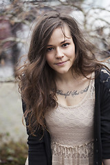 Image showing Portrait of Beautiful Young Woman with Brown Hair