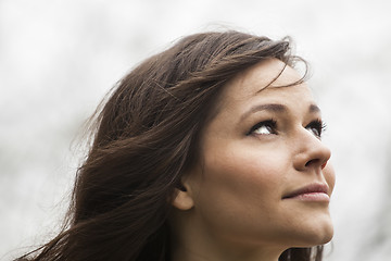 Image showing Portrait of Beautiful Young Woman with Brown Hair