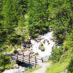 Image showing Bridge on mountain river