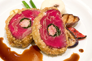 Image showing Beef fillet with chicken mouseline