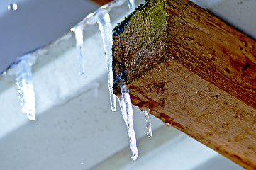 Image showing icicles on a roof