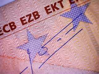 Image showing Closeup of the Euro banknote