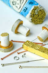 Image showing acupuncture needles and moxibustion 