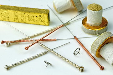 Image showing acupuncture needles and moxibustion 