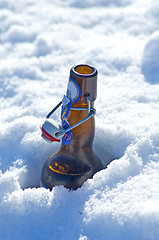 Image showing Beer bottle in snow