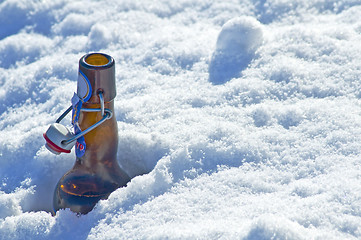 Image showing Beer bottle in snow