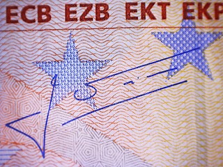 Image showing Closeup of the Euro banknote