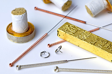 Image showing acupuncture needles and moxibustion 