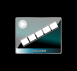 Image showing media player and film strip on black background