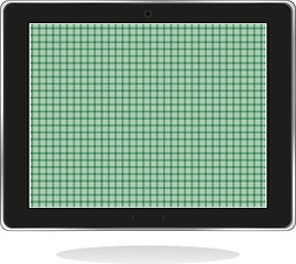 Image showing Tablet pc with green screen isolated on white background